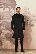Load image into Gallery viewer, Black Kiran Dori Embroidery Kurta Bundi Set