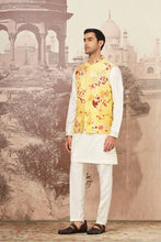 Load image into Gallery viewer, Golden Canary Raw Silk Embroidered Kurta Bundi Set