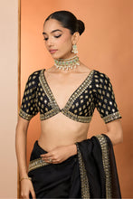 Load image into Gallery viewer, Black organza saree