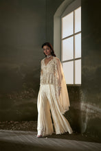 Load image into Gallery viewer, Cream peplum top and sharara set