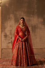 Load image into Gallery viewer, Red Raw Silk Double Dupatta Lehenga Set