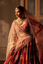 Load image into Gallery viewer, Maroon Raw Silk Double Dupatta Lehenga Set