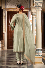 Load image into Gallery viewer, Green kurta set with churidar and dupatta