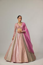 Load image into Gallery viewer, DARK BLUSH MULTICOLOR METALLIC GOTA CROP TOP SKIRT WITH DARK BLUSH DUPATTA