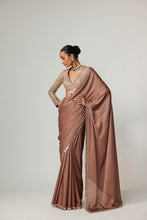 Load image into Gallery viewer, DEEP BEIGE SATIN SAREE SET