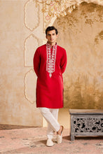 Load image into Gallery viewer, EMBROIDRED RED KURTA PANT
