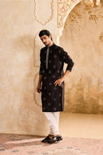Load image into Gallery viewer, EMBROIDERED BLACK KURTA CHURIDAR