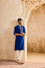 Load image into Gallery viewer, EMBROIDRED BLUE KURTA CHURIDAR