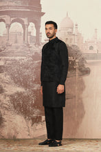 Load image into Gallery viewer, Black Kiran Dori Embroidery Kurta Bundi Set