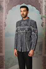 Load image into Gallery viewer, Ebonite Nocturnal Embroidered Bandhgala Set
