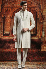 Load image into Gallery viewer, Ivory Silk Sherwani with Cutdana Embroidery