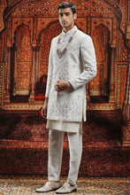 Load image into Gallery viewer, Ivory Silk Sherwani with Resham Embroidery