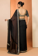 Load image into Gallery viewer, Black organza saree