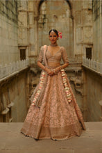 Load image into Gallery viewer, Peach Raw Silk Lehenga Set