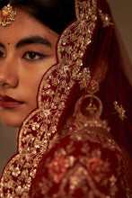 Load image into Gallery viewer, Maroon Raw Silk Double Dupatta Lehenga Set