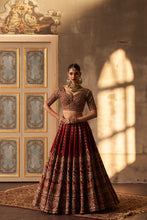 Load image into Gallery viewer, Maroon Raw Silk Double Dupatta Lehenga Set