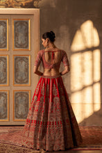Load image into Gallery viewer, Red Raw Silk Double Dupatta Lehenga Set