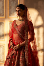 Load image into Gallery viewer, Red Raw Silk Double Dupatta Lehenga Set