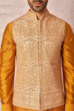 Load image into Gallery viewer, Opulent Beige Bundi and Vibrant Orange Kurta Ensemble