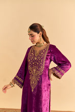 Load image into Gallery viewer, Fareeha - Deep Purple Kurta with Salwar