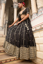 Load image into Gallery viewer, Black lehenga set