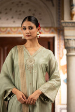 Load image into Gallery viewer, Green kurta set with churidar and dupatta
