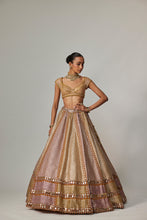 Load image into Gallery viewer, MUSTARD MULTICOLOR HEAVY METALLIC LEHENGA WITH GREEN DUPATTA
