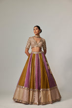 Load image into Gallery viewer, GREEN MULTICOLOR SEQUIN SCATTER LEHENGA WITH V NECK ELBOW SLEEVE BLOUSE