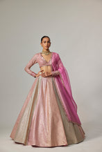 Load image into Gallery viewer, DARK BLUSH MULTICOLOR METALLIC GOTA CROP TOP SKIRT WITH DARK BLUSH DUPATTA