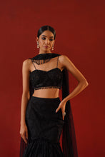 Load image into Gallery viewer, Black net lace lehenga choli set