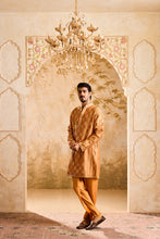 Load image into Gallery viewer, EMBROIDERED RUST MIRRORWORK KURTA WITH DHOTI SALWAR