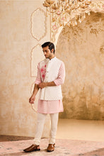 Load image into Gallery viewer, IVORY FLORAL BUNDI PINK KURTA CHURIDAR