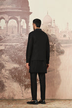 Load image into Gallery viewer, Black Linen Kantha Embroidered Kurta Bundi Set