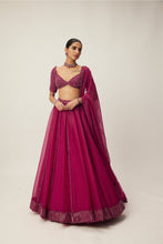 Load image into Gallery viewer, Ruby Red Organza Lehenga set