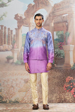 Load image into Gallery viewer, Violet Dusk Ombre Embroidered Kurta Bundi Set