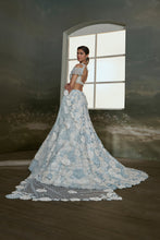 Load image into Gallery viewer, Powder Blue White Trail Lehenga Choli Set