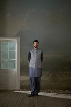 Load image into Gallery viewer, GREY RAW SILK BUNDI JACKET WITH KURTA AND SALWAR