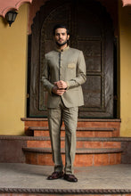 Load image into Gallery viewer, OLIVE GREEN JODHPURI SUIT ZARDOZI EMBROIDERED