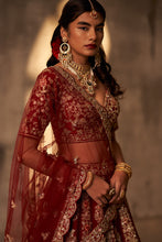 Load image into Gallery viewer, Maroon Raw Silk Double Dupatta Lehenga Set