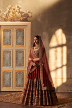 Load image into Gallery viewer, Maroon Raw Silk Double Dupatta Lehenga Set
