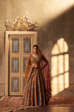 Load image into Gallery viewer, Olive Green Organza Double Dupatta Lehenga Set