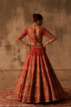 Load image into Gallery viewer, Red Raw Silk Double Dupatta Lehenga Set