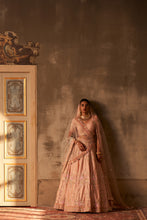 Load image into Gallery viewer, Peach Raw Silk Double Dupatta Lehenga Set