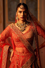 Load image into Gallery viewer, Red Raw Silk Double Dupatta Lehenga Set