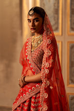 Load image into Gallery viewer, Red Raw Silk Double Dupatta Lehenga Set