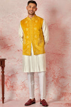 Load image into Gallery viewer, Mustard Velvet Bundi and Silk Kurta Set