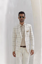 Load image into Gallery viewer, Porcelain White Windowpane Check Blazer Set