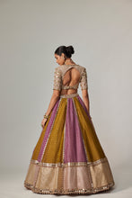 Load image into Gallery viewer, GREEN MULTICOLOR SEQUIN SCATTER LEHENGA WITH V NECK ELBOW SLEEVE BLOUSE