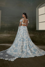 Load image into Gallery viewer, Powder Blue White Trail Lehenga Choli Set