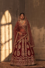 Load image into Gallery viewer, Maroon Raw Silk Double Dupatta Lehenga Set